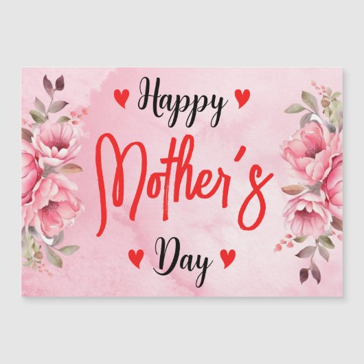 Waterverf Roze Rozenbloem Moederdag Kaart (Voorkant)