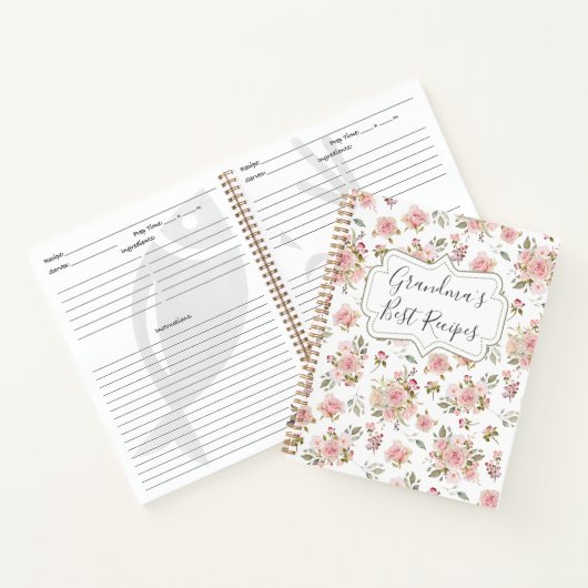 Waterverf Roze Rozenbloemen Bloemen Bloemen Grootm Notitieboek (Binnen)