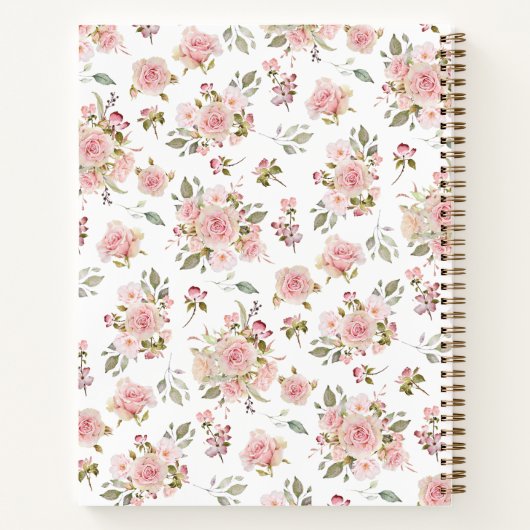 Waterverf Roze Rozenbloemen Bloemen Bloemen Grootm Notitieboek (Achterkant)