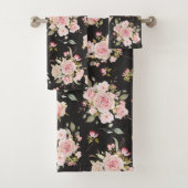 Waterverf Roze Rozenbloemen Bloempatroon Bad Handdoek (Insitu)