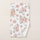 Waterverf Roze Rozenbloemen Bloempatroon Bad Handdoek (Handdoek)