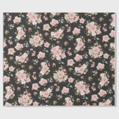 Waterverf Roze Rozenbloemen Bloempatroon Cadeaupapier (Vlak)