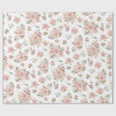 Waterverf Roze Rozenbloemen Bloempatroon Cadeaupapier (Vlak)