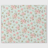Waterverf Roze Rozenbloemen Bloempatroon Cadeaupapier (Vlak)