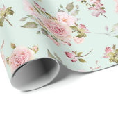 Waterverf Roze Rozenbloemen Bloempatroon Cadeaupapier (Rol Hoek)