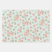 Waterverf Roze Rozenbloemen Bloempatroon Inpakpapier Vel (Voorkant)