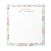 Waterverf Roze Rozenbloemen Bloempatroon Notitieblok (Voorkant)