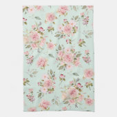 Waterverf Roze Rozenbloemen Bloempatroon Theedoek (Verticaal)