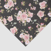 Waterverf Roze Rozenbloemen Bloempatroon Tissuepapier (Detail)