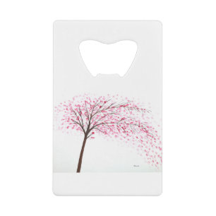 Waterverf roze  sakura creditkaart flessenopener