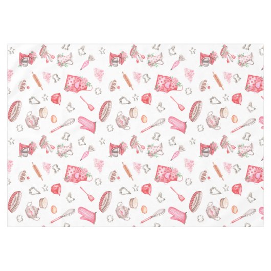 Waterverf Roze Schattige bakpatroon keuken Tafelkleed (Voorkant (Horizontaal))