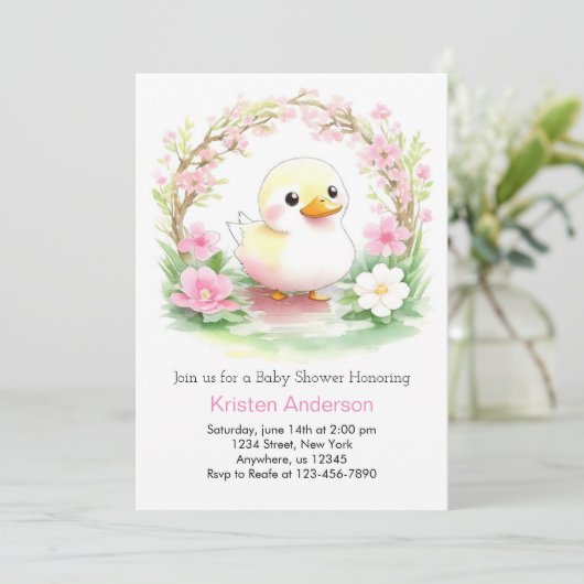 Waterverf Roze Schattige Wildflowers Meisje Baby s Kaart (Staand voorkant)