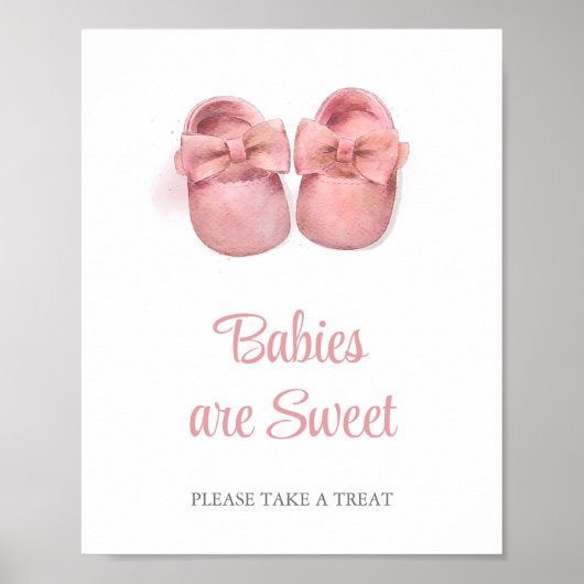 Waterverf Roze Schoenen Baby shower Baby's Zijn Zo Poster (Voorkant)