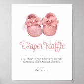 Waterverf Roze Schoenen Baby shower Luier Raffle Poster (Voorkant)