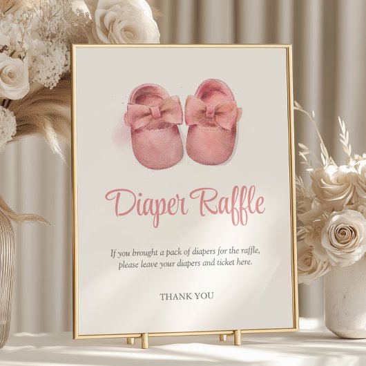 Waterverf Roze Schoenen Baby shower Luier Raffle Poster