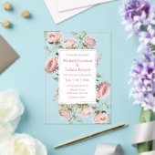 waterverf Roze Script Bloemen Bloom Wedding Acryl Uitnodigingen (Insitu (Huwelijk))