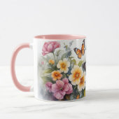 Waterverf Roze Serie Vlinder Bloem Mok (Links)