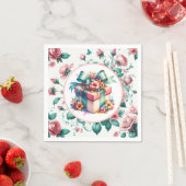 Waterverf Roze Shabby Chic Bloemen Verjaardag Servet (Insitu)