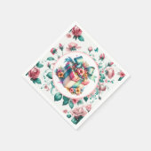 Waterverf Roze Shabby Chic Bloemen Verjaardag Servet (Hoek)