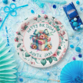 Waterverf Roze Shabby Chic Floral Gepersonaliseerd Papieren Bordje (Feest)