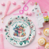 Waterverf Roze Shabby Chic Floral Gepersonaliseerd Papieren Bordje (Feest)