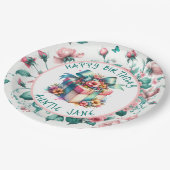 Waterverf Roze Shabby Chic Floral Gepersonaliseerd Papieren Bordje (Gekanteld)