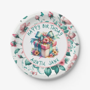 Waterverf Roze Shabby Chic Floral Gepersonaliseerd Papieren Bordje