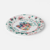 Waterverf Roze Shabby Chic Floral Gepersonaliseerd Papieren Bordje (Gekanteld)