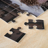 Waterverf Roze Shabby Chique Kerstpuzzel Legpuzzel (Zijkant)