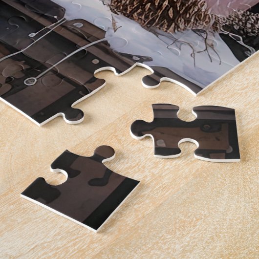 Waterverf Roze Shabby Chique Kerstpuzzel Legpuzzel (Zijkant)