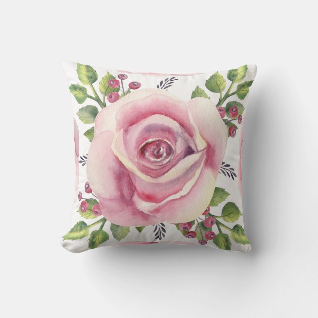 Waterverf Roze Sierkussen (Voorkant)