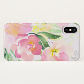 Waterverf roze sierlijke bloemen gepersonaliseerd Case-Mate iPhone case (Achterkant (horizontaal))