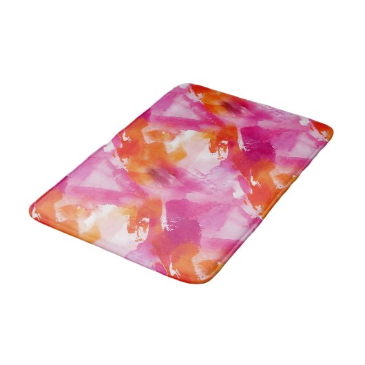 Waterverf Roze Sinaasappel Abstract Badmat (Gekanteld)