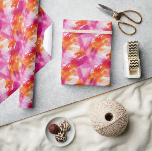 Waterverf Roze Sinaasappel Abstract Cadeaupapier