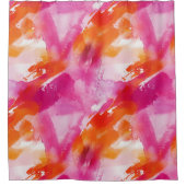 Waterverf Roze Sinaasappel Abstract Douchegordijn (Voorkant)