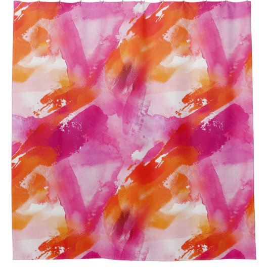 Waterverf Roze Sinaasappel Abstract Douchegordijn (Voorkant)