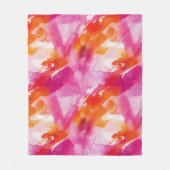 Waterverf Roze Sinaasappel Abstract Fleece Deken (Voorkant)