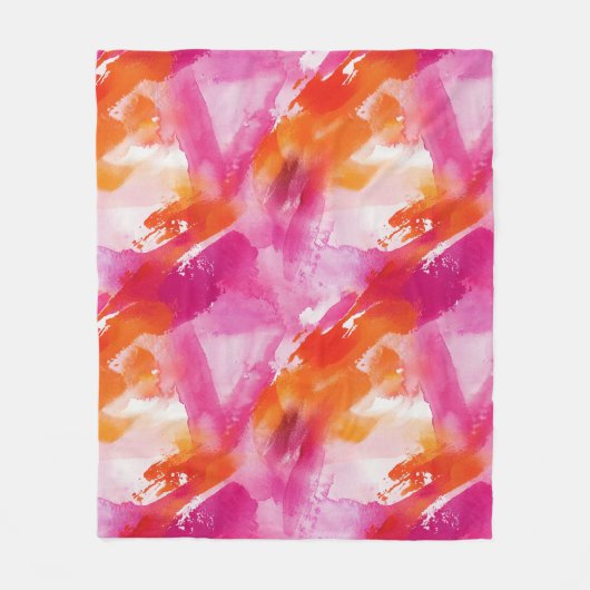 Waterverf Roze Sinaasappel Abstract Fleece Deken (Voorkant)
