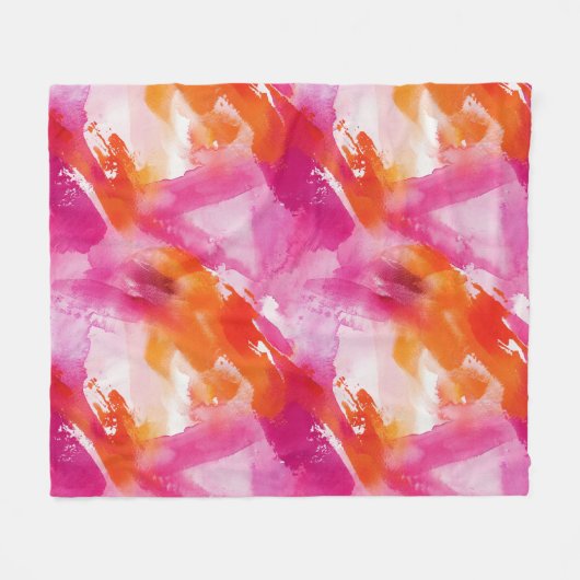 Waterverf Roze Sinaasappel Abstract Fleece Deken (Voorkant (Horizontaal))
