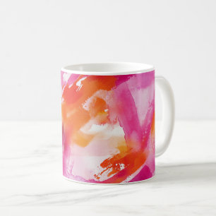 Waterverf Roze Sinaasappel Abstract Koffiemok