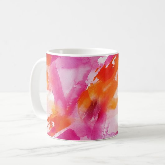 Waterverf Roze Sinaasappel Abstract Koffiemok (Voorkant links)