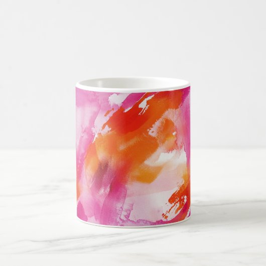 Waterverf Roze Sinaasappel Abstract Koffiemok (Center)