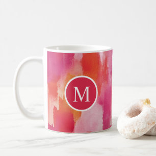 Waterverf Roze Sinaasappel Abstract Koffiemok