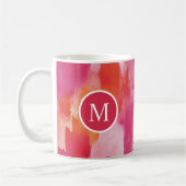 Waterverf Roze Sinaasappel Abstract Koffiemok (Links)