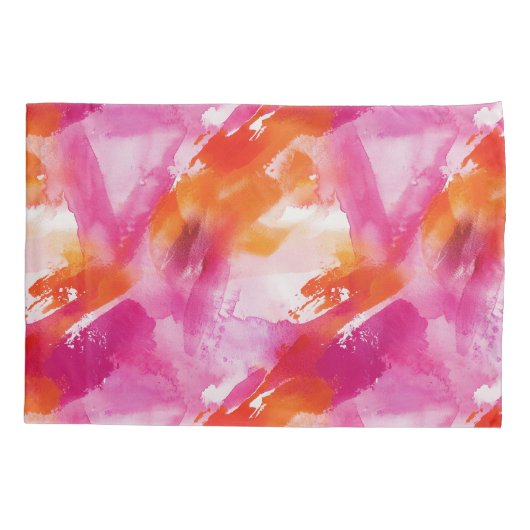 Waterverf Roze Sinaasappel Abstract Kussensloop (Achterkant)