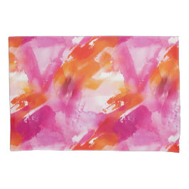 Waterverf Roze Sinaasappel Abstract Kussensloop