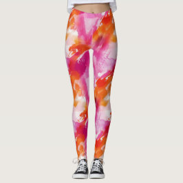 Waterverf Roze Sinaasappel Abstract Leggings