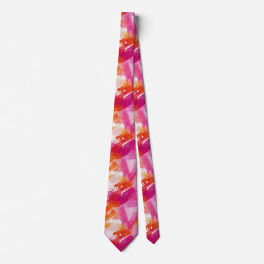 Waterverf Roze Sinaasappel Abstract Stropdas (Voorkant)