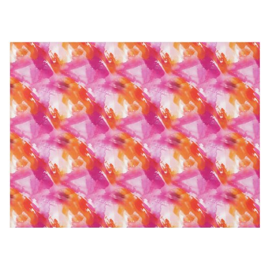 Waterverf Roze Sinaasappel Abstract Tafelkleed (Voorkant (Horizontaal))