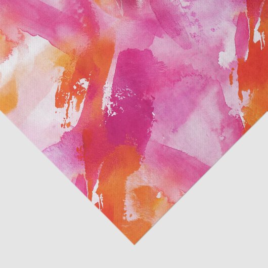Waterverf Roze Sinaasappel Abstract Tissuepapier (Detail)